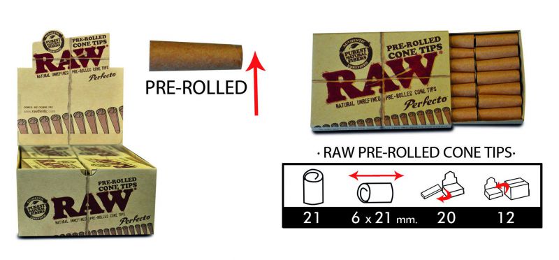 raw tips pre-rolled cone 20x21