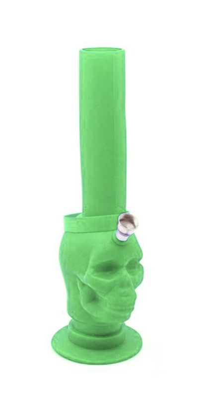 bong silicona skull verde 26.5 x 8.5 cm