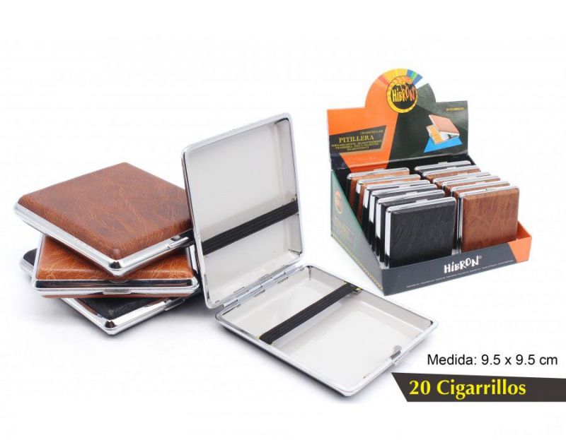 HIBRON, Estuche/Pitillera metalico para tabaco 12 cigarrillos