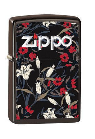 zippo floral brown