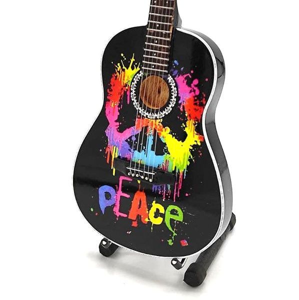réplica mini guitarra 25cm woodstok peace & love