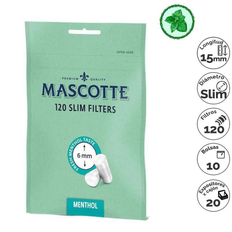 exp.120 filtros mascotte  slim menthol  (1x 10)