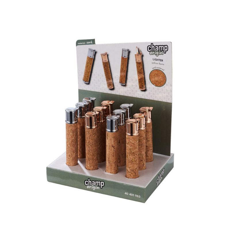 exp. 12 encendedores origin round cork lighter