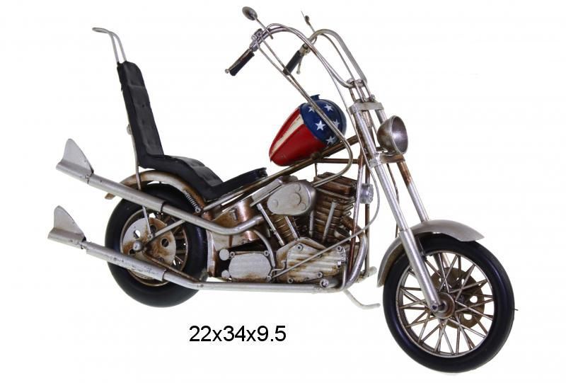 figura metal moto tipo chooper bandera
