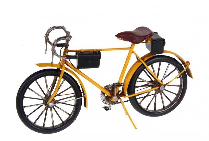 figura metal bicicleta amarilla