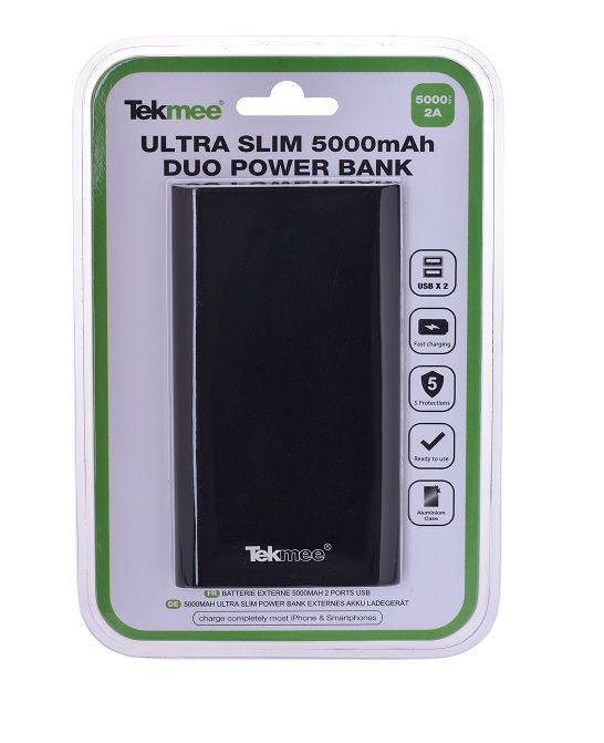 batería portátil tekmee ultra slim 5000 mah black