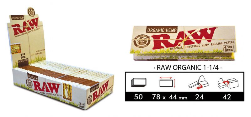 papel de fumar raw 78 organico - 50 hojas - 1x24