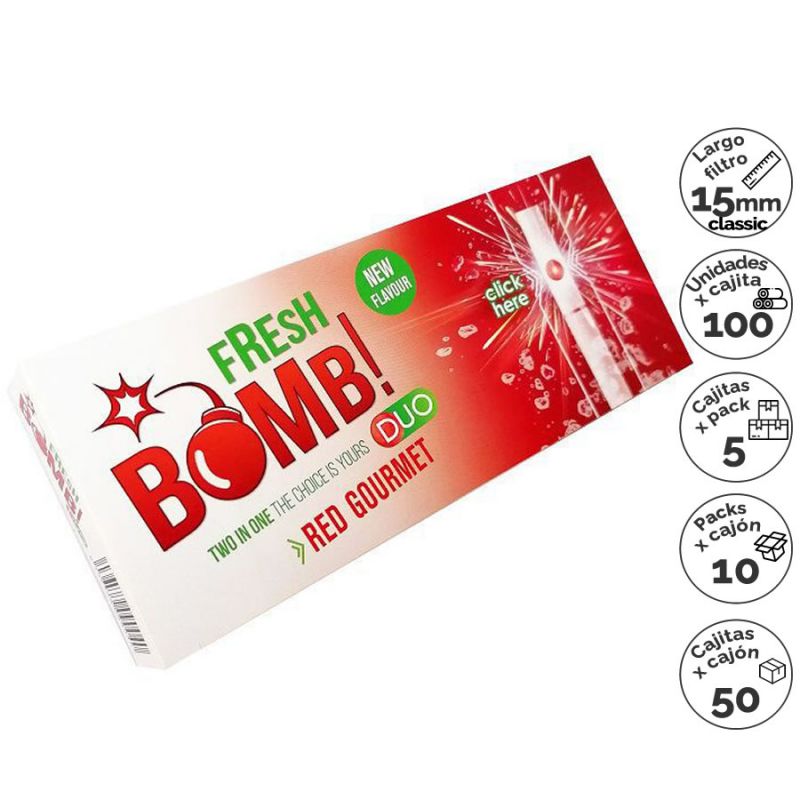 TUBOS FRESH BOMB RED GOURMET (FRESA ) 100 X 5
