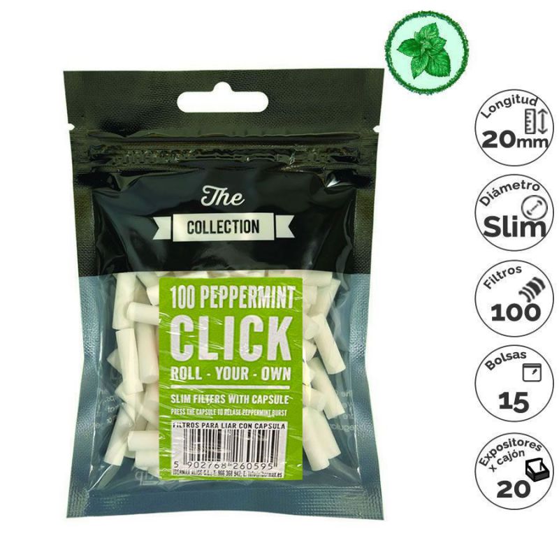 filtros q-tip slim click pepper mint (1x15)